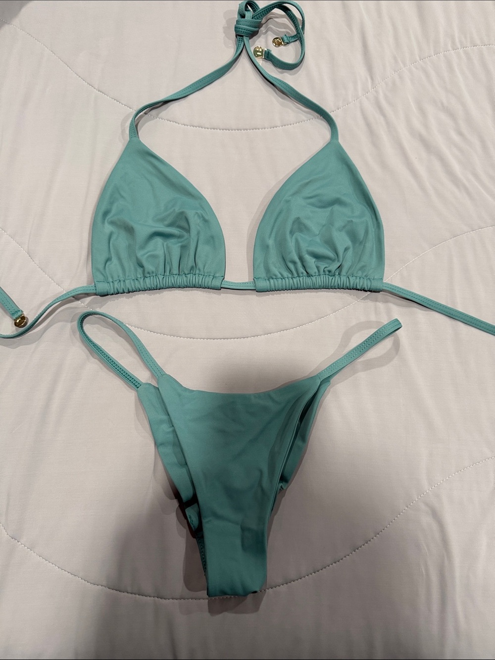 Women's sage Triangle Bikini Set - Adjustable Tie Straps